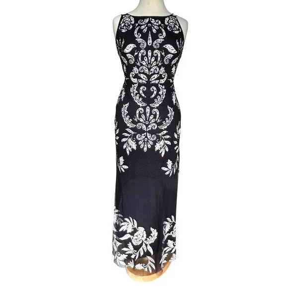 Aidan Mattox | Dresses | Aidan Mattox Womens Maxi Dress Size 6 Black  Evening Beaded Lace Evening | Poshmark